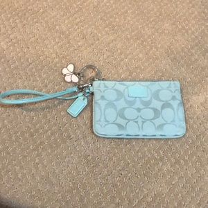 Blue Coach wristlet, never used